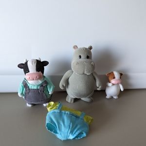 Lil Woodsy 5pc Set Cow Elephant Clothes Baby Adults Figures Overalls Black Brown